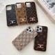 LV & Gucci Metal Logo & Leather Patches & Gold Frame iPhone Case