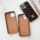 LV & Gucci Metal Logo & Leather Patches & Gold Frame iPhone Case