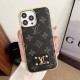 LV & Gucci Metal Logo & Leather Patches & Gold Frame iPhone Case