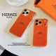 Hermès Glitter Design with Carriage Logo in Classic Orange iPhone Case