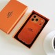 Hermès Glitter Design with Carriage Logo in Classic Orange iPhone Case