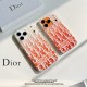 Dior Transparent Oblique Pattern with Orange White Design iPhone Case