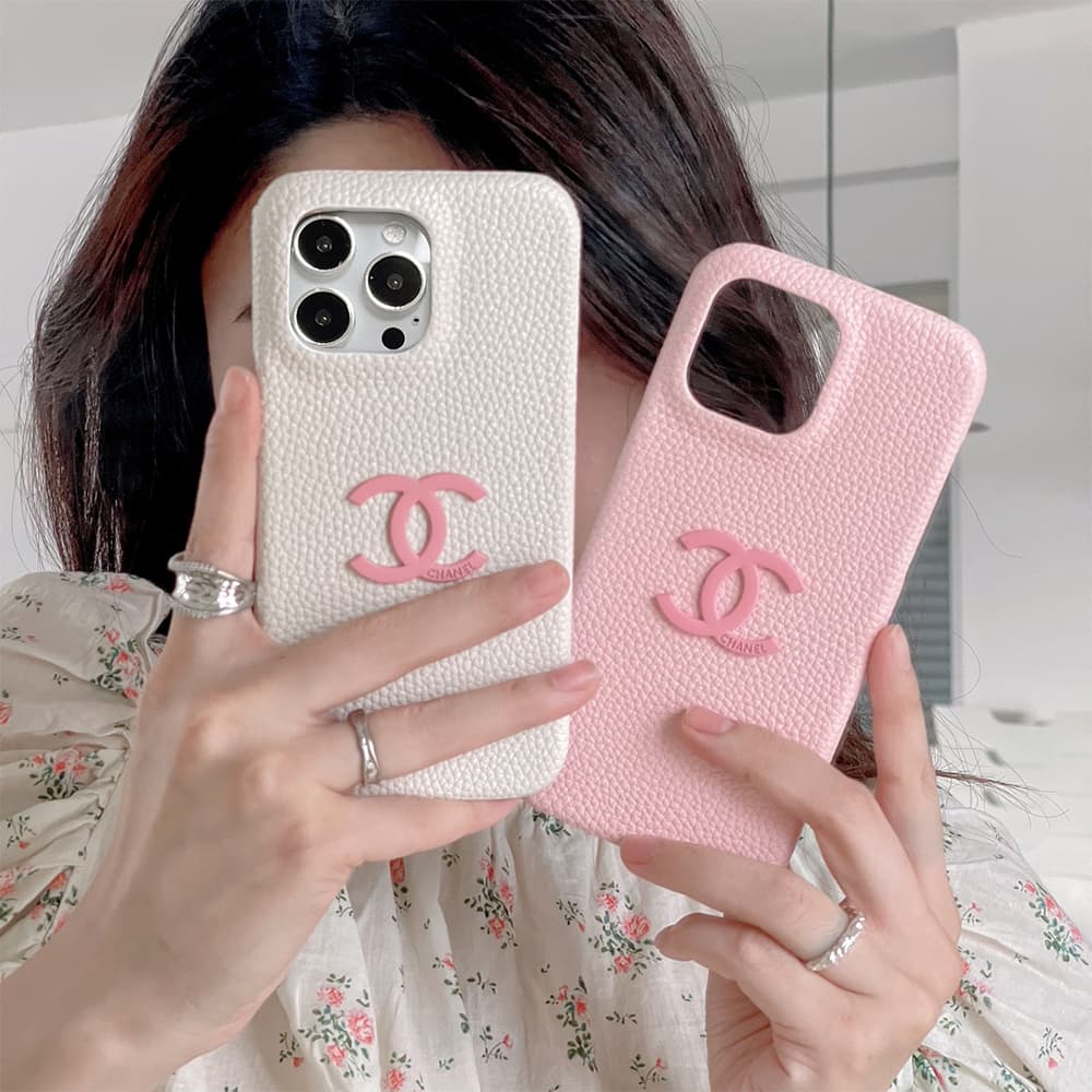 Chanel CC Logo & Pebbled Leather iPhone Case