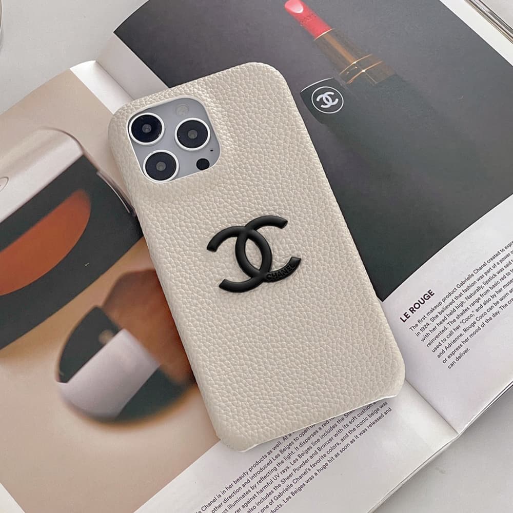 Chanel CC Logo & Pebbled Leather iPhone Case