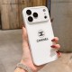 Chanel CC Logo with Camera Lens Protector in Classic White iPhone Case