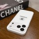 Chanel CC Logo with Camera Lens Protector in Classic White iPhone Case
