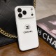 Chanel CC Logo with Camera Lens Protector in Classic White iPhone Case