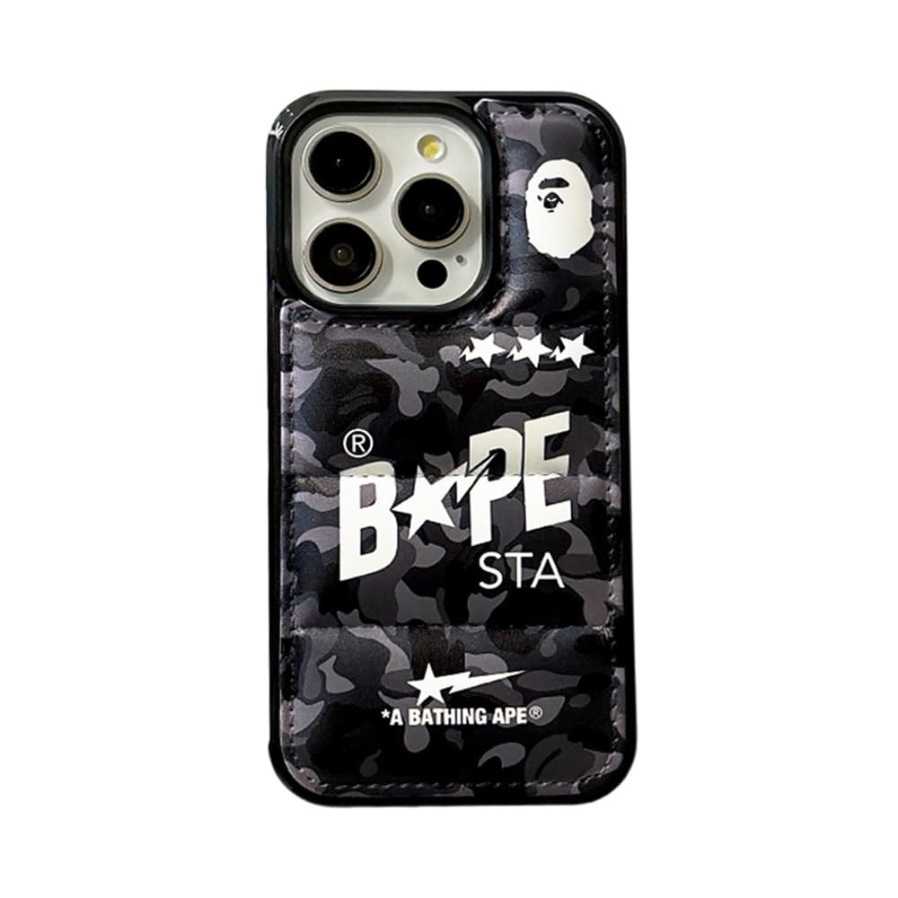 BAPE Camo Pattern with Ape Head Logo & Quilted Design iPhone Case
