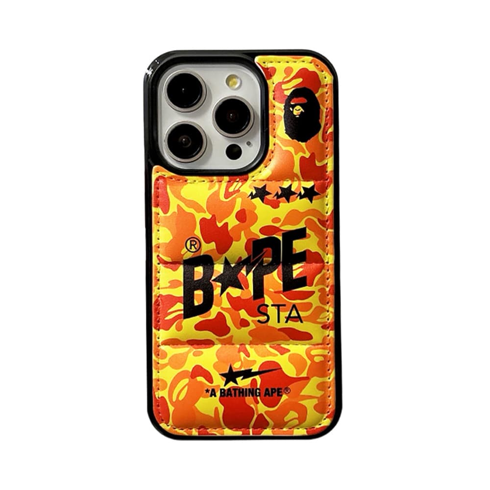 BAPE Camo Pattern with Ape Head Logo & Quilted Design iPhone Case