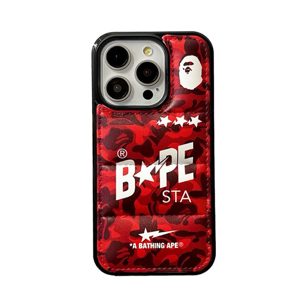 BAPE Camo Pattern with Ape Head Logo & Quilted Design iPhone Case