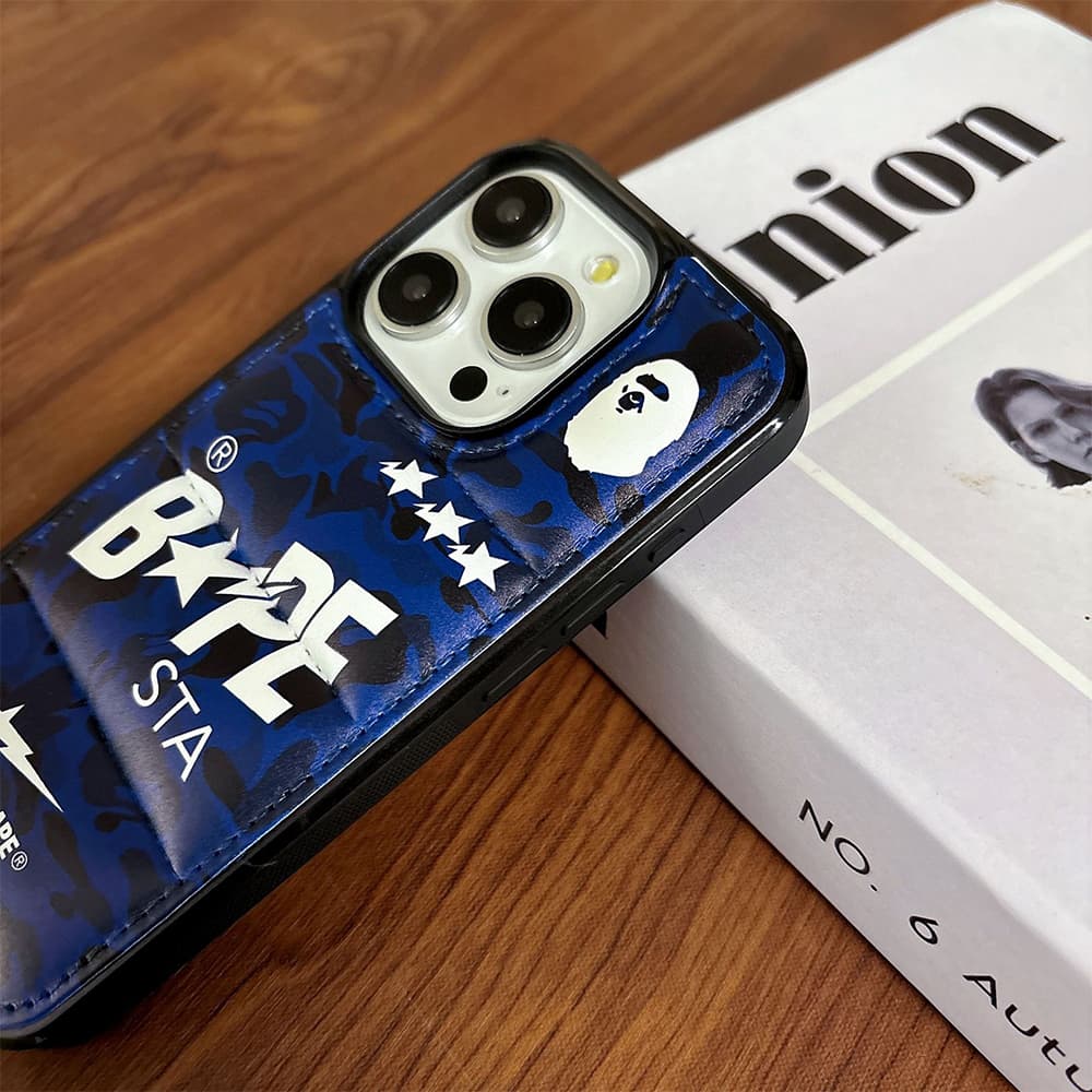 BAPE Camo Pattern with Ape Head Logo & Quilted Design iPhone Case