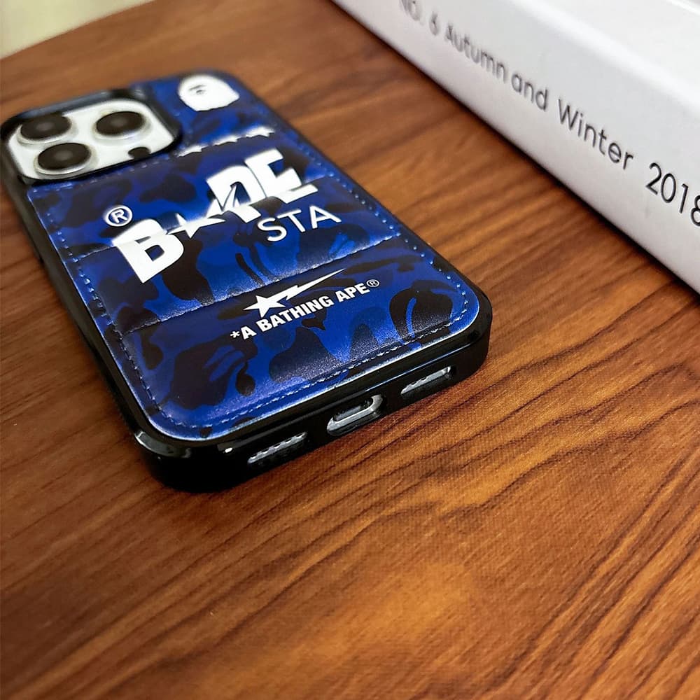 BAPE Camo Pattern with Ape Head Logo & Quilted Design iPhone Case