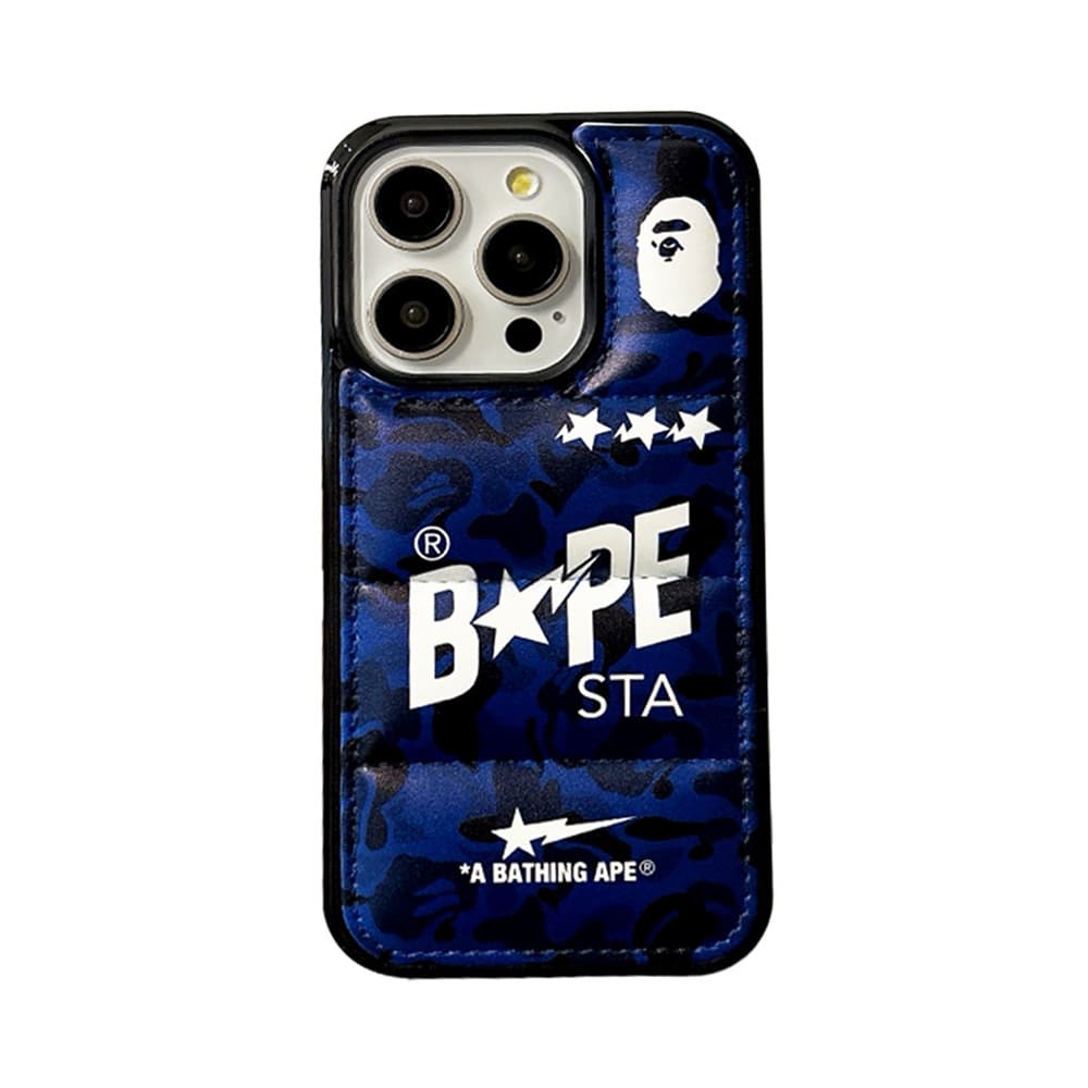 BAPE Camo Pattern with Ape Head Logo & Quilted Design iPhone Case