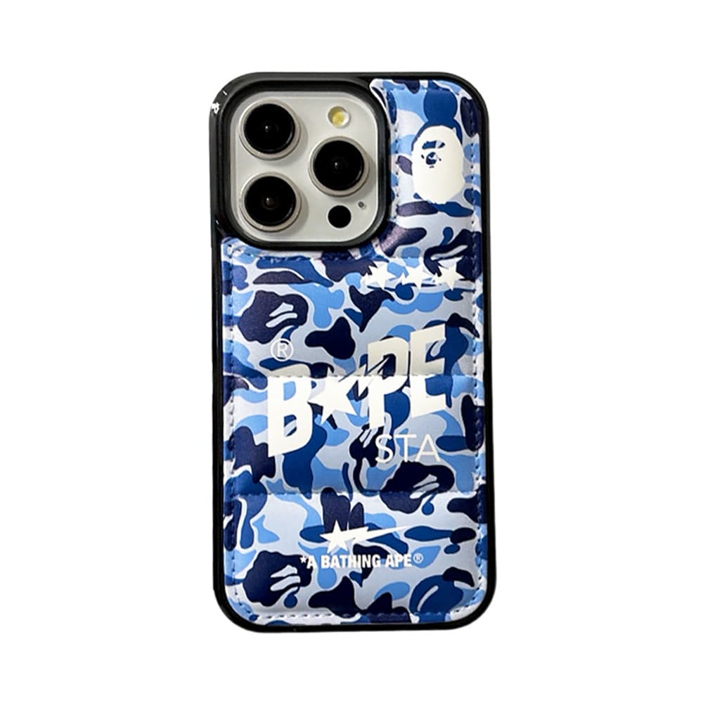BAPE Camo Pattern with Ape Head Logo & Quilted Design iPhone Case