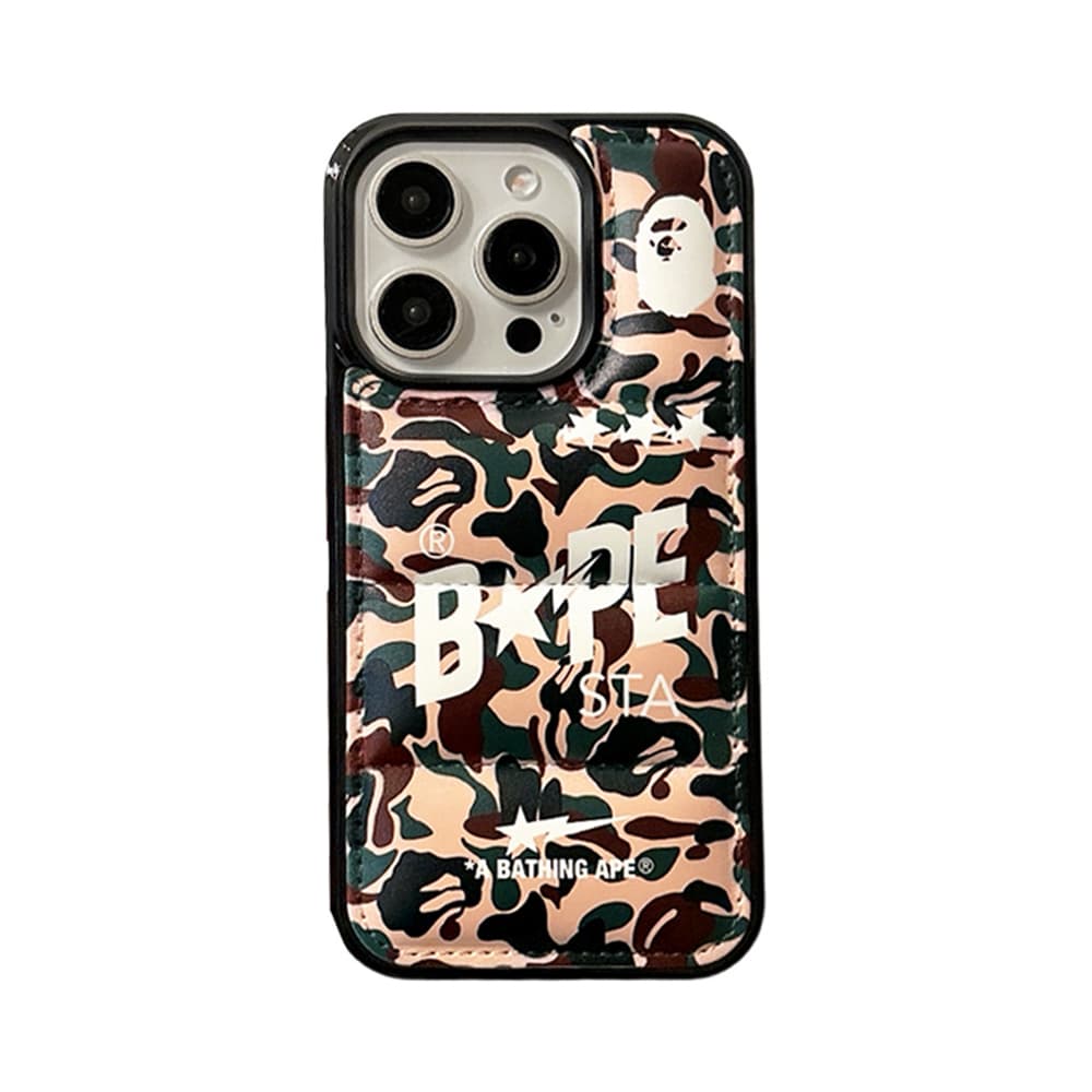 BAPE Camo Pattern with Ape Head Logo & Quilted Design iPhone Case