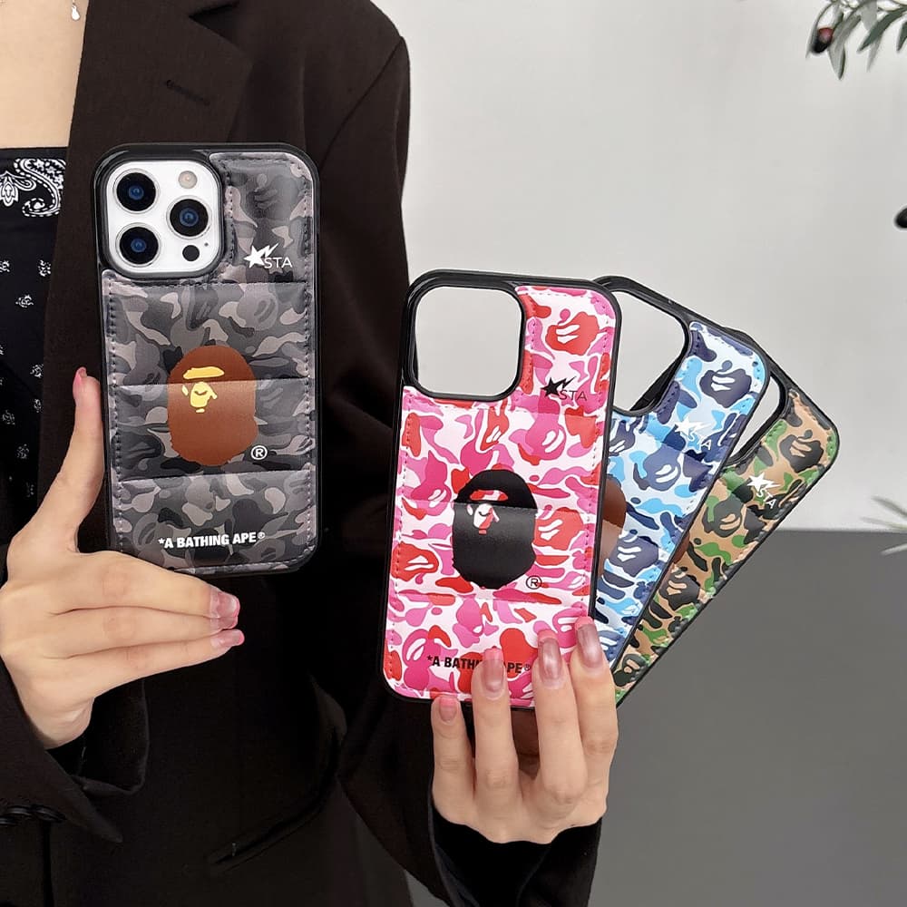 BAPE Camo & Quilted Design with Ape Head Logo iPhone Case