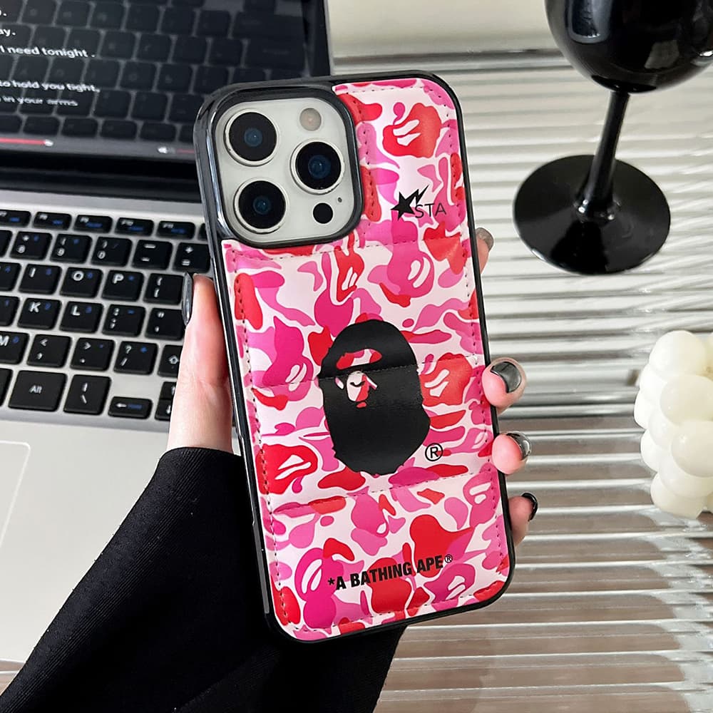 BAPE Camo & Quilted Design with Ape Head Logo iPhone Case