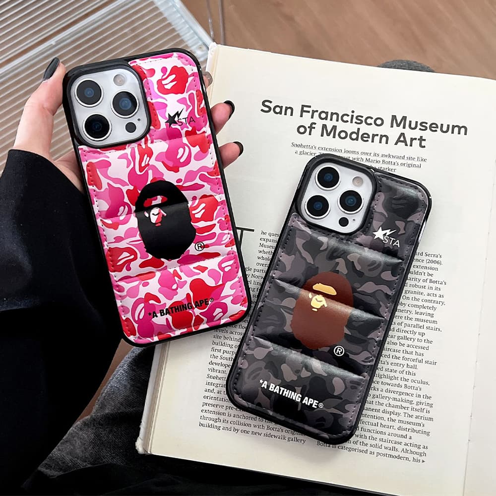 BAPE Camo & Quilted Design with Ape Head Logo iPhone Case