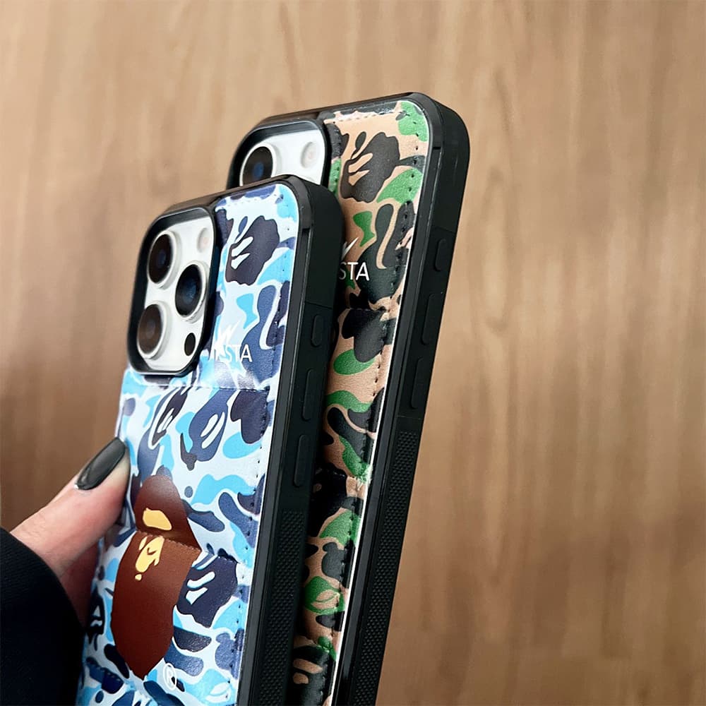 BAPE Camo & Quilted Design with Ape Head Logo iPhone Case