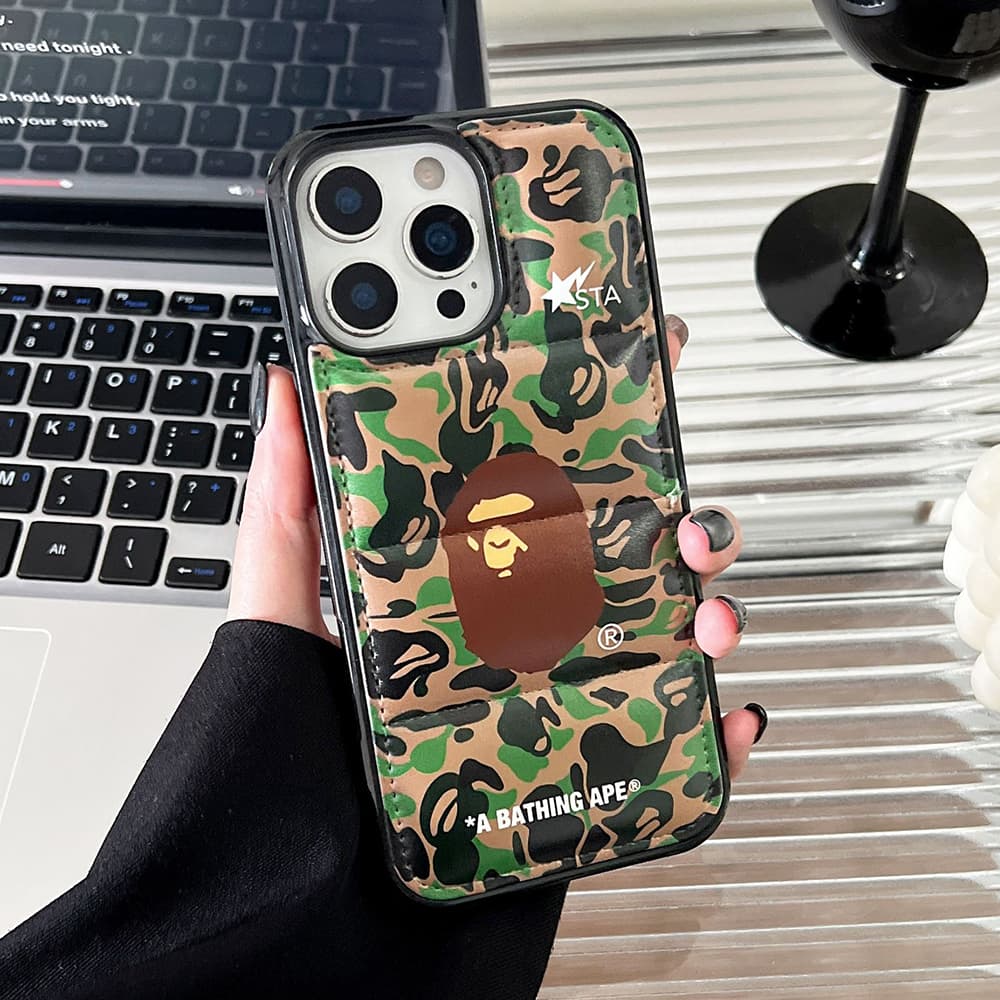 BAPE Camo & Quilted Design with Ape Head Logo iPhone Case