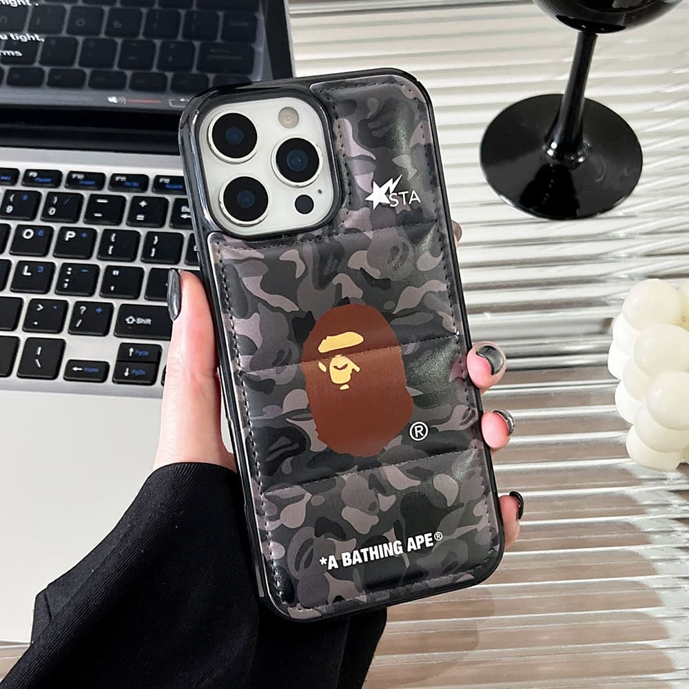 BAPE Camo & Quilted Design with Ape Head Logo iPhone Case