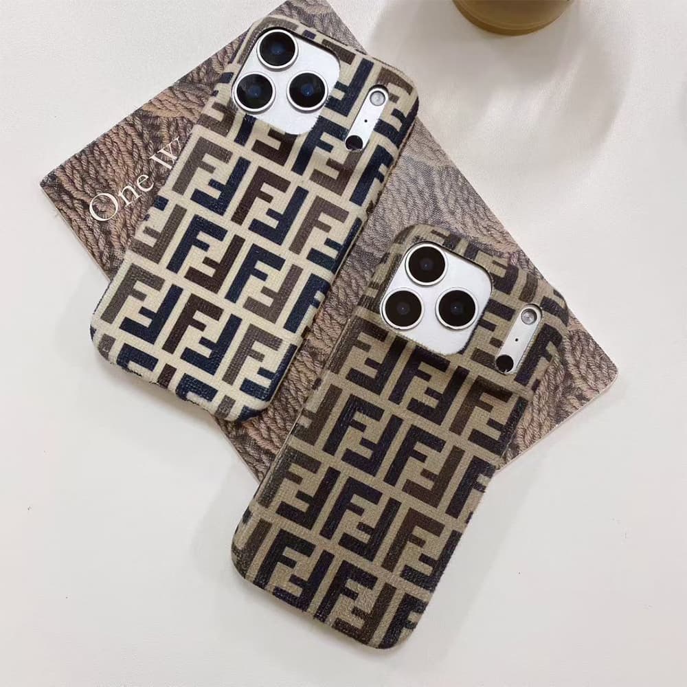 Fendi FF Logo Pattern with Corduroy Texture iPhone Case