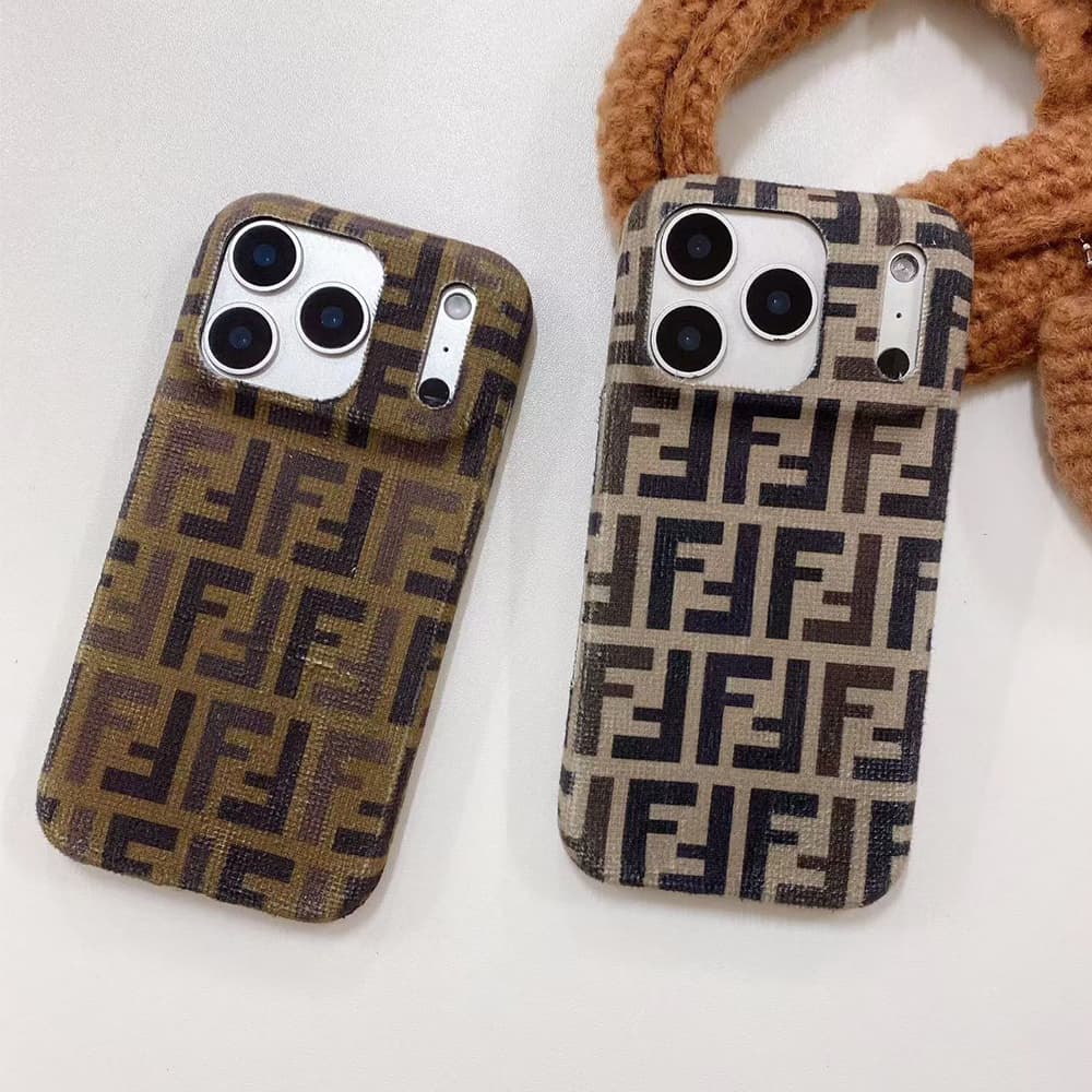 Fendi FF Logo Pattern with Corduroy Texture iPhone Case