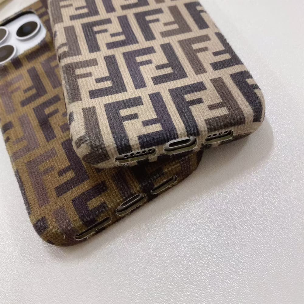 Fendi FF Logo Pattern with Corduroy Texture iPhone Case