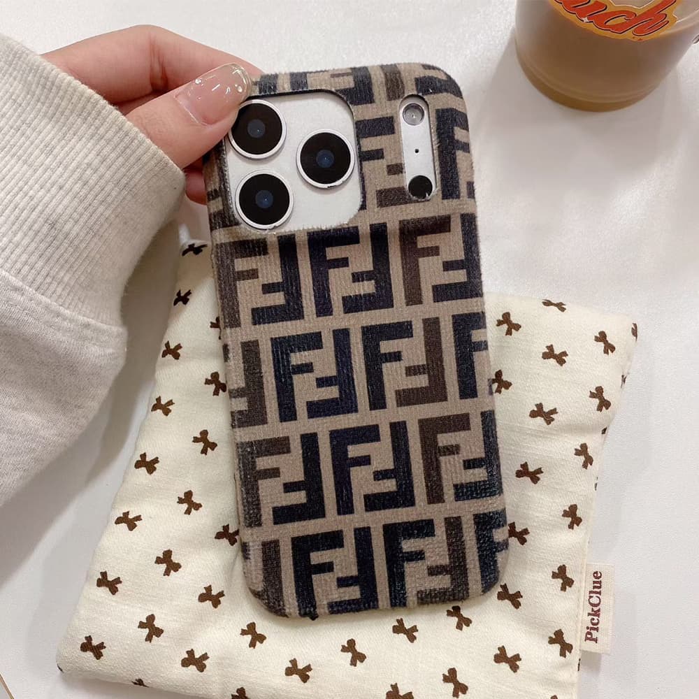 Fendi FF Logo Pattern with Corduroy Texture iPhone Case