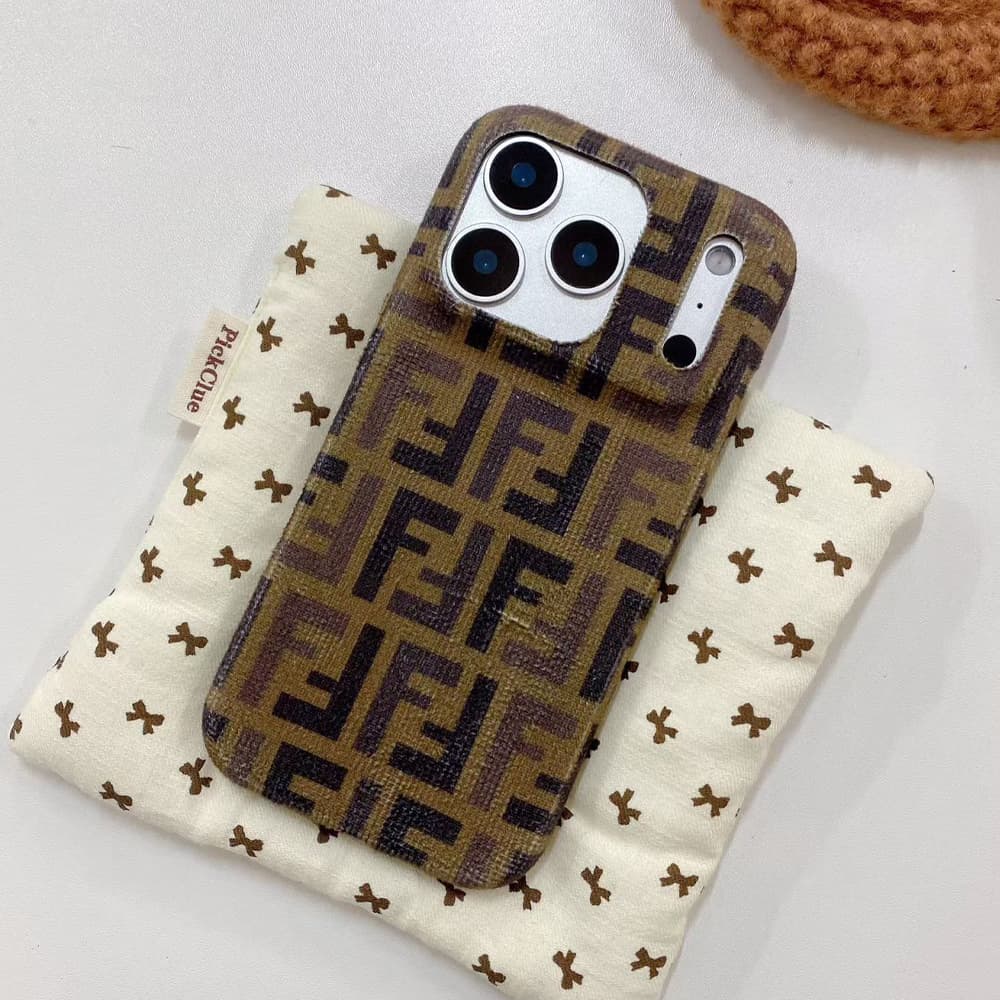 Fendi FF Logo Pattern with Corduroy Texture iPhone Case