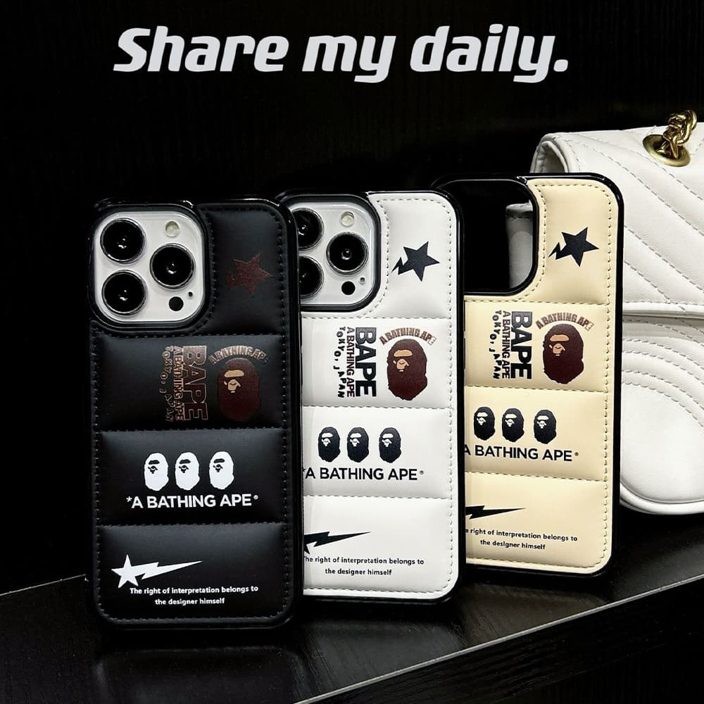 BAPE Ape Head Design & Quilted Texture iPhone Case