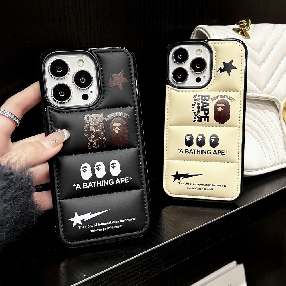 BAPE Ape Head Design & Quilted Texture iPhone Case