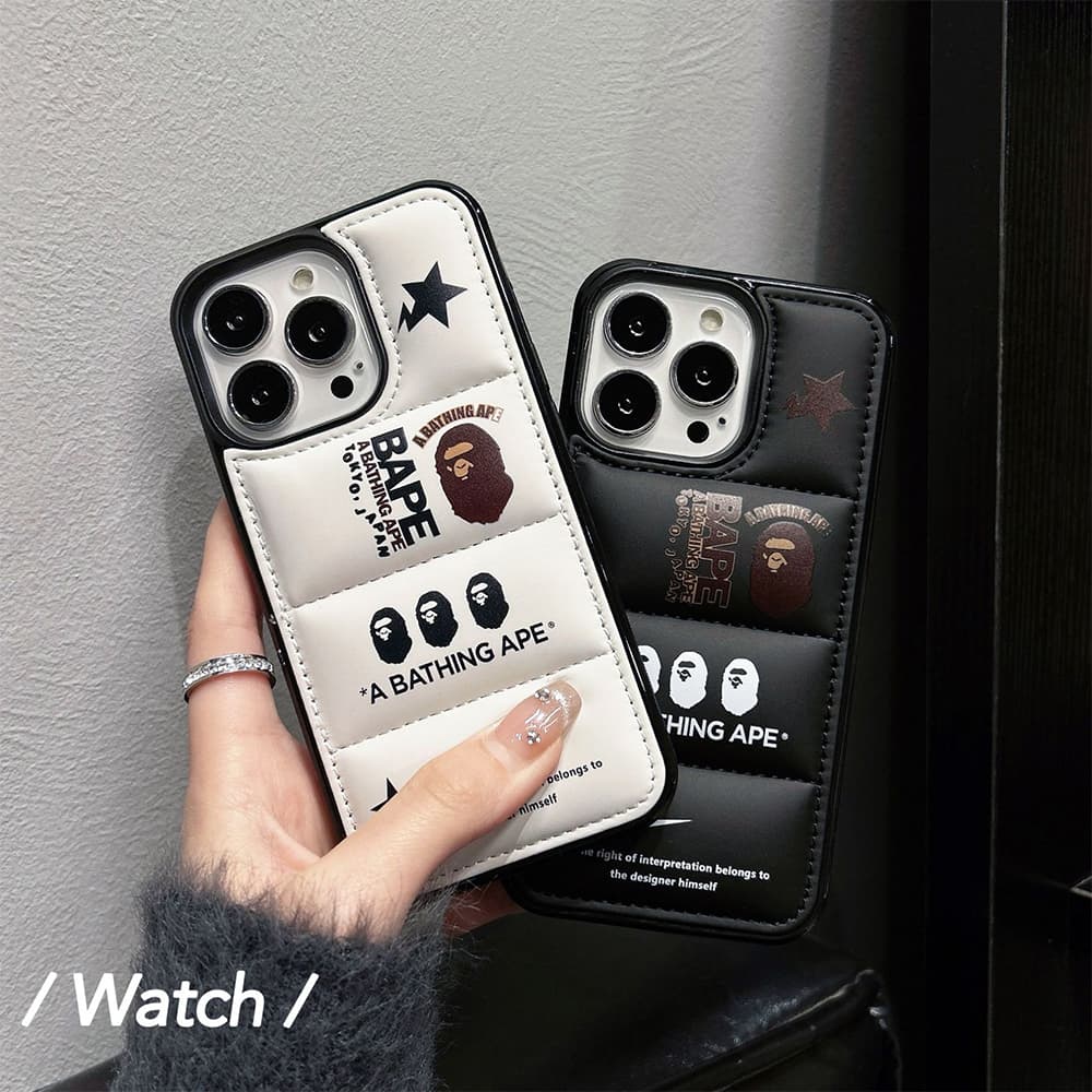 BAPE Ape Head Design & Quilted Texture iPhone Case