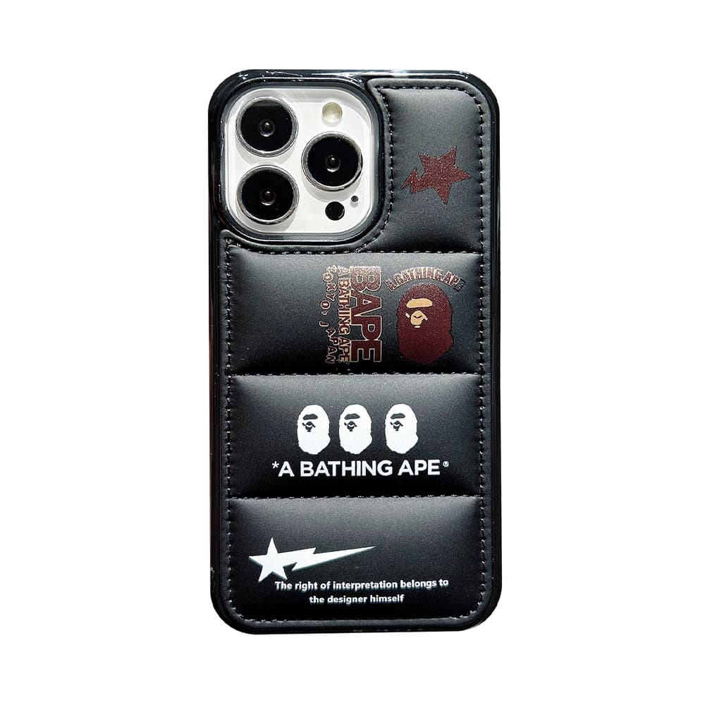 BAPE Ape Head Design & Quilted Texture iPhone Case