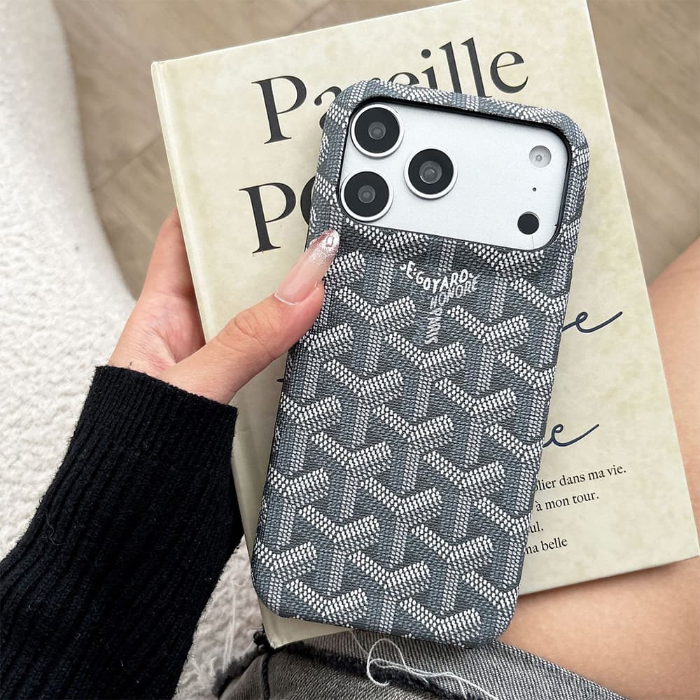 Goyard Y-Pattern Chevron 4-Sided Cutout iPhone Case