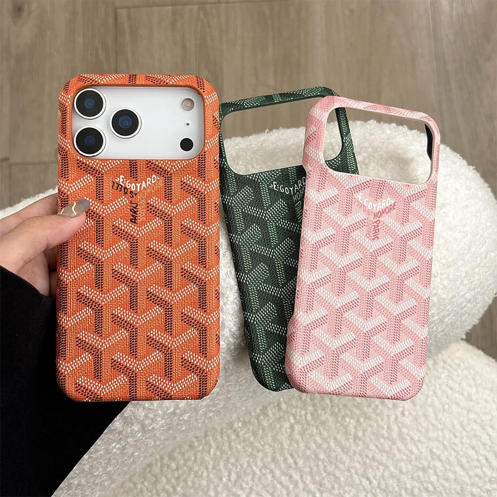 Goyard Y-Pattern Chevron 4-Sided Cutout iPhone Case