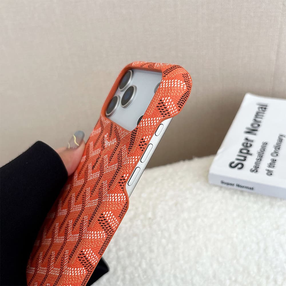 Goyard Y-Pattern Chevron 4-Sided Cutout iPhone Case