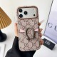 Gucci GG Monogram with Dionysus Tiger Head Buckle & Card Slot iPhone Case