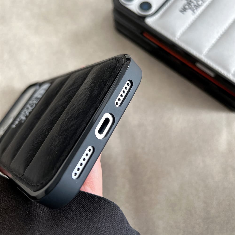 The North Face Faux Pony Hair & Quilted Design iPhone Case