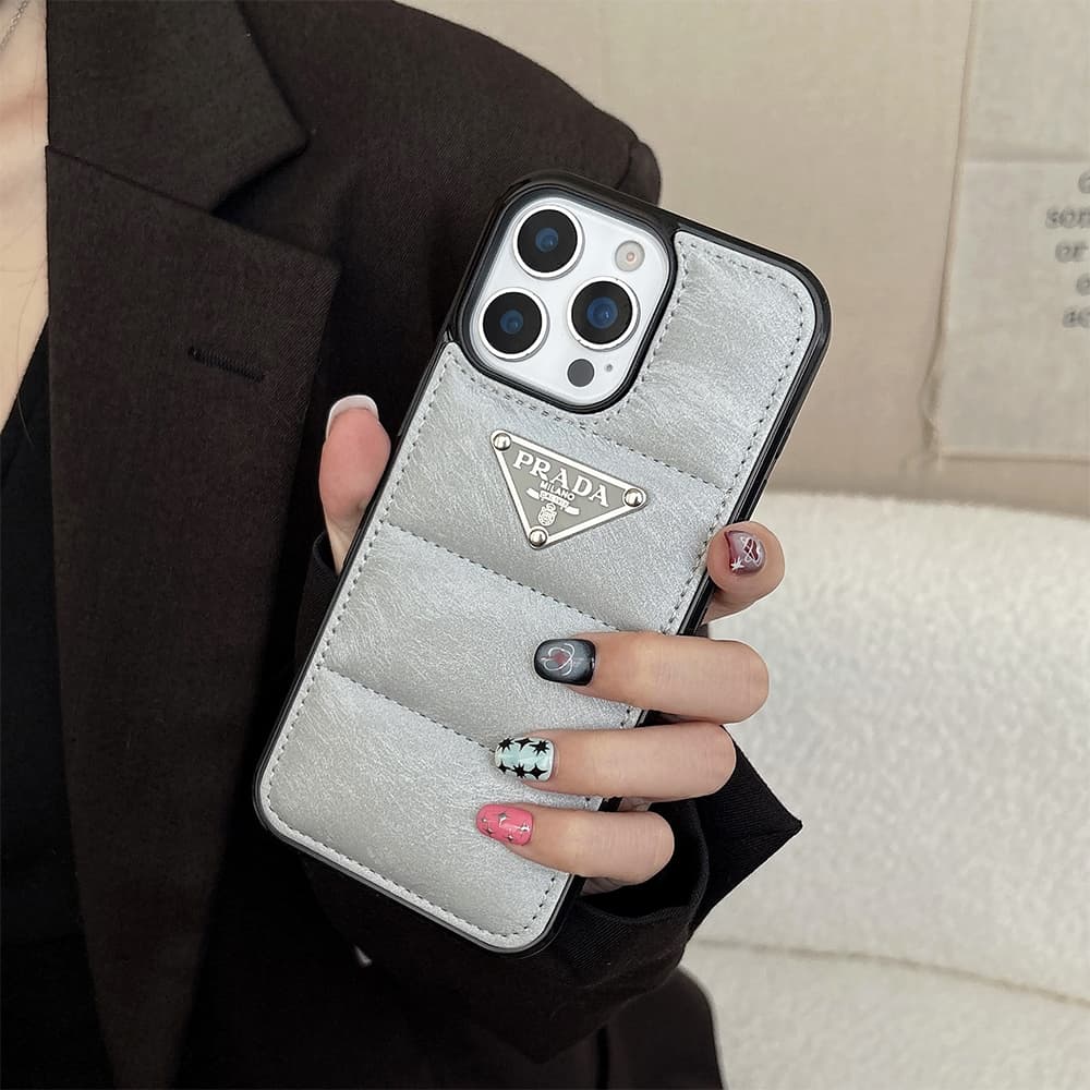 PRADA Triangle Logo with Faux Pony Hair iPhone Case