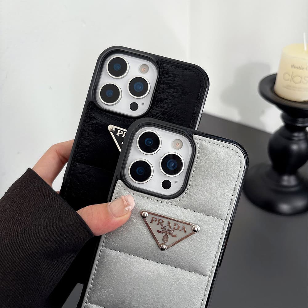 PRADA Triangle Logo with Faux Pony Hair iPhone Case