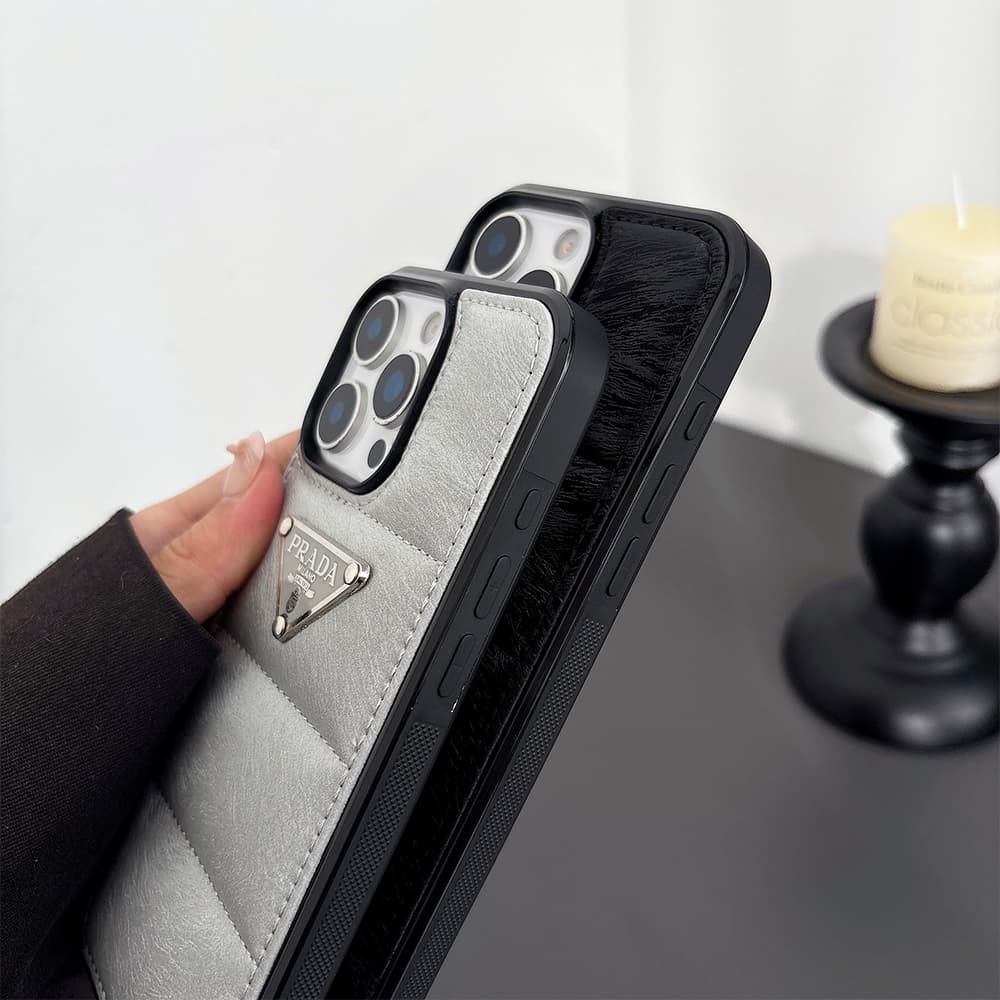 PRADA Triangle Logo with Faux Pony Hair iPhone Case