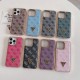 GUESS G-Monogram Pattern with Gold TPU Frame & Metal Logo iPhone Case