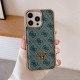 GUESS G-Monogram Pattern with Gold TPU Frame & Metal Logo iPhone Case