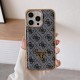 GUESS G-Monogram Pattern with Gold TPU Frame & Metal Logo iPhone Case