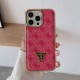 GUESS G-Monogram Pattern with Gold TPU Frame & Metal Logo iPhone Case