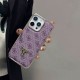 GUESS G-Monogram Pattern with Gold TPU Frame & Metal Logo iPhone Case