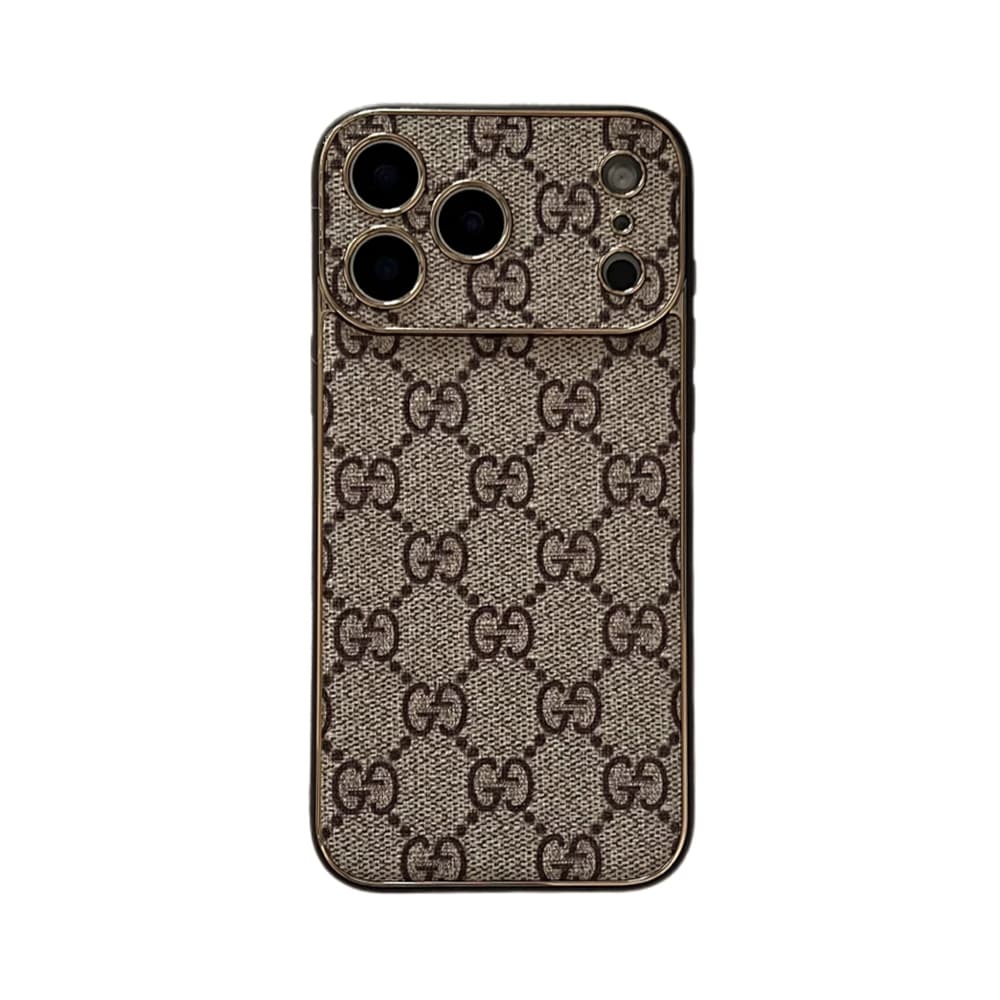 LV & Gucci Soft-Touch TPU Edges iPhone Case with Monogram Pattern