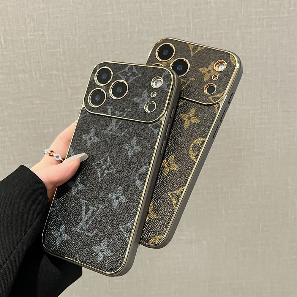 LV & Gucci Soft-Touch TPU Edges iPhone Case with Monogram Pattern
