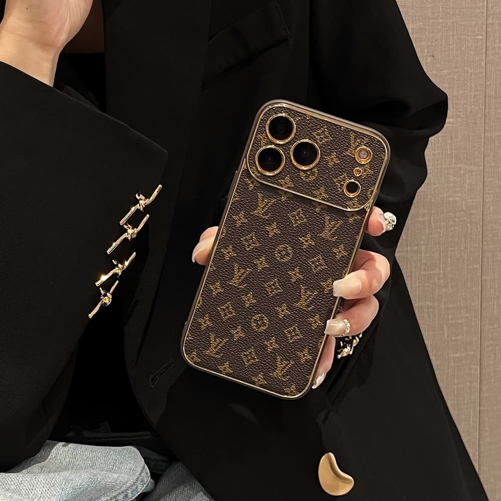 LV & Gucci Soft-Touch TPU Edges iPhone Case with Monogram Pattern